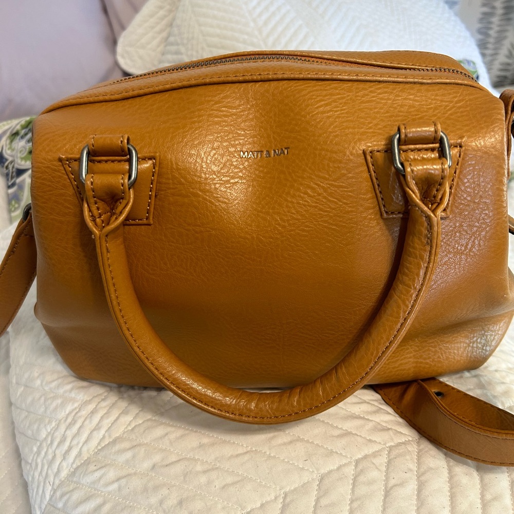 Tan brown Matt & Nat vegan leather satchel handbag or crossbody